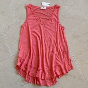 tla Anthropologie coral-y hi-low tank XS NWT